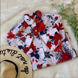Via condotti white/red vintage floral blouse 12